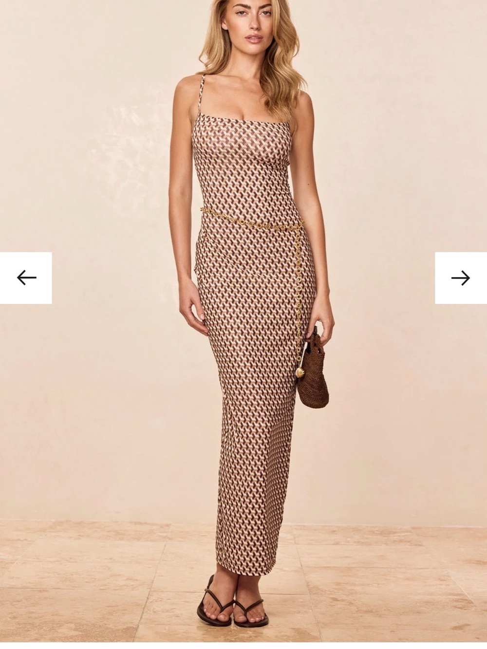 Monday Swimwear Beige and Brown Printed Maxi Dress